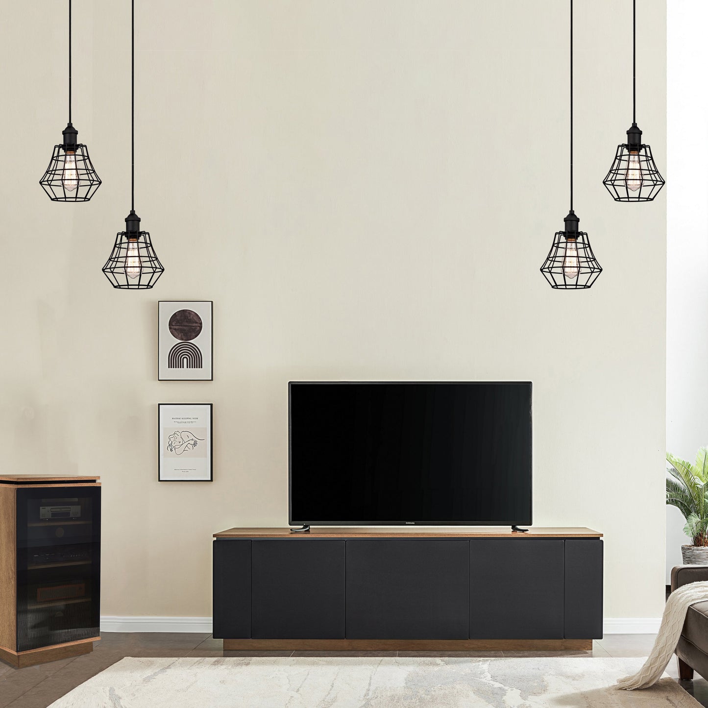 Tauris Titan Media Storage Cabinet, Hi Fi Cabinet, Tempered Glass Door, Dark Oak