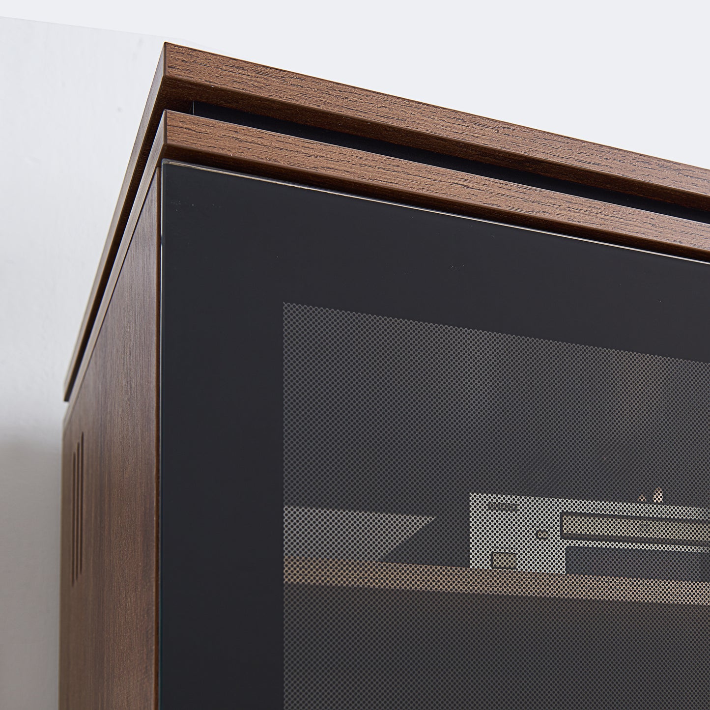 Tauris Titan Media Storage Cabinet, Hi Fi Cabinet, Tempered Glass Door, Dark Oak