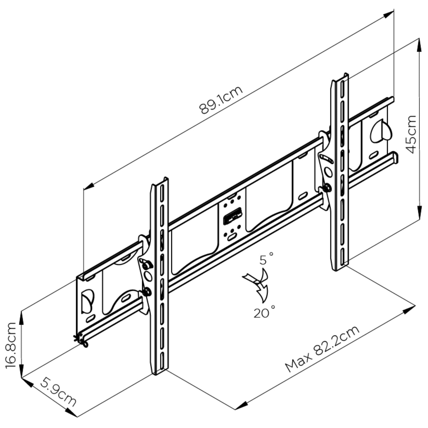 Tauris TV & Monitor Mounts Tilt Wall Mount Bracket 800x400 MOUNT 75kg Max Weight Capacity Black