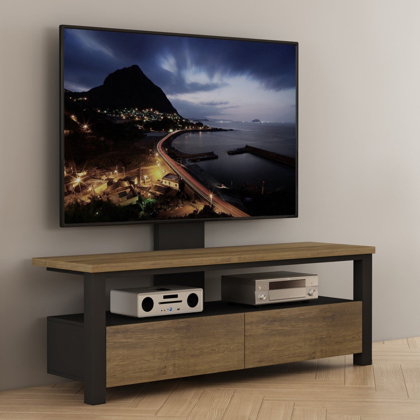 Tauris Voodoo Entertainment Center, TV Stand, Entertainment Unit 1520mm Free Standing TV Mount Cabinet Dark Oak