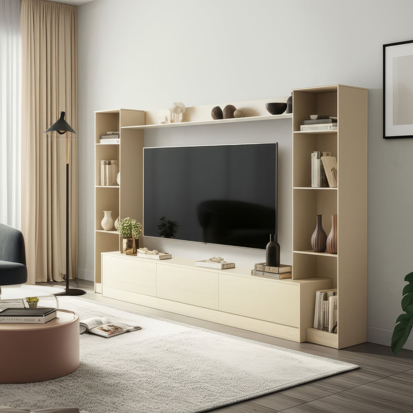 Tauris View Entertainment Center, TV Cabinet, 2900mm Media Center, Natural Oak