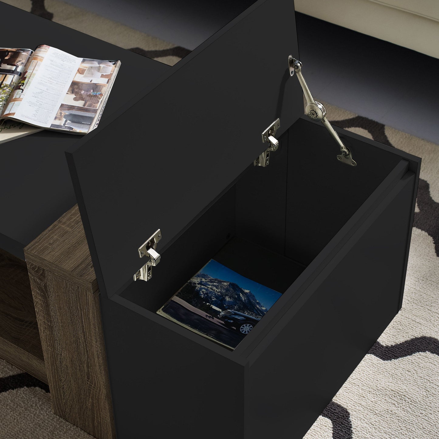 Duet Coffee Table Dark Oak and Black Home Living Store