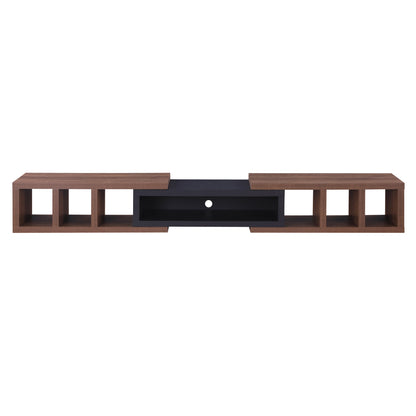 Tauris Astro Entertainment Center, TV Unit, Entertainment Unit 317cm Expandable Low Line Dark Oak Black Oak Blank Background Image Open