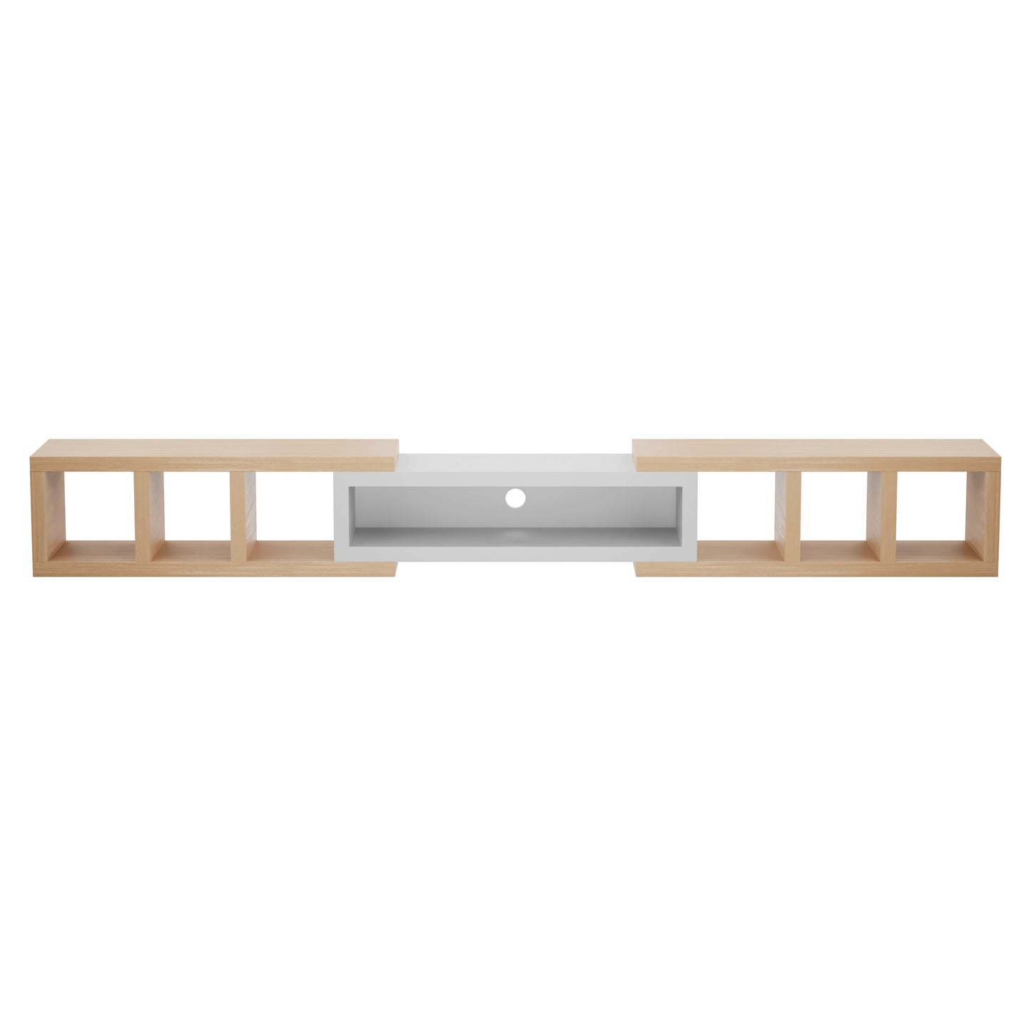Tauris Astro Entertainment Cabinet, Extendable TV Unit, 317cm, Low Line Natural Oak White