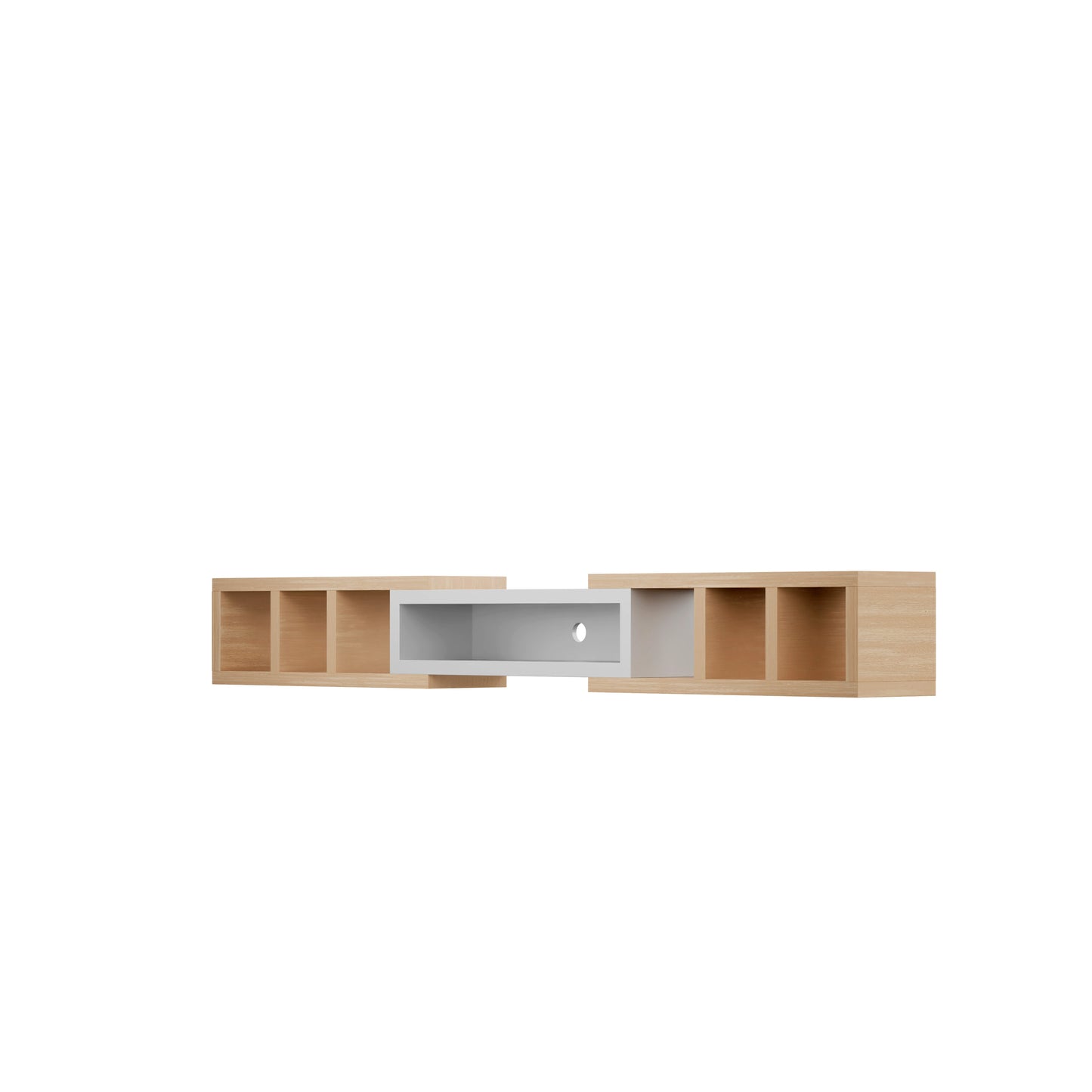 Tauris Astro Entertainment Cabinet, Extendable TV Unit, 317cm, Low Line Natural Oak White