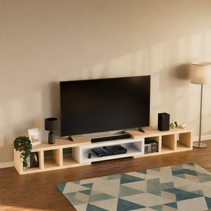 Tauris Astro Entertainment Cabinet, Extendable TV Unit, 317cm, Low Line Natural Oak White
