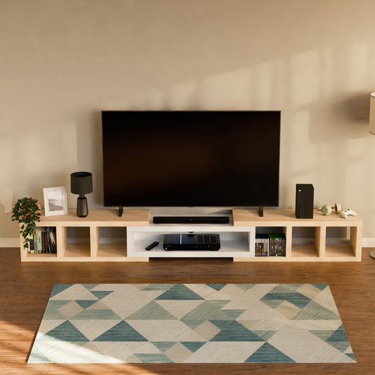 Tauris Astro Entertainment Cabinet, Extendable TV Unit, 317cm, Low Line Natural Oak White