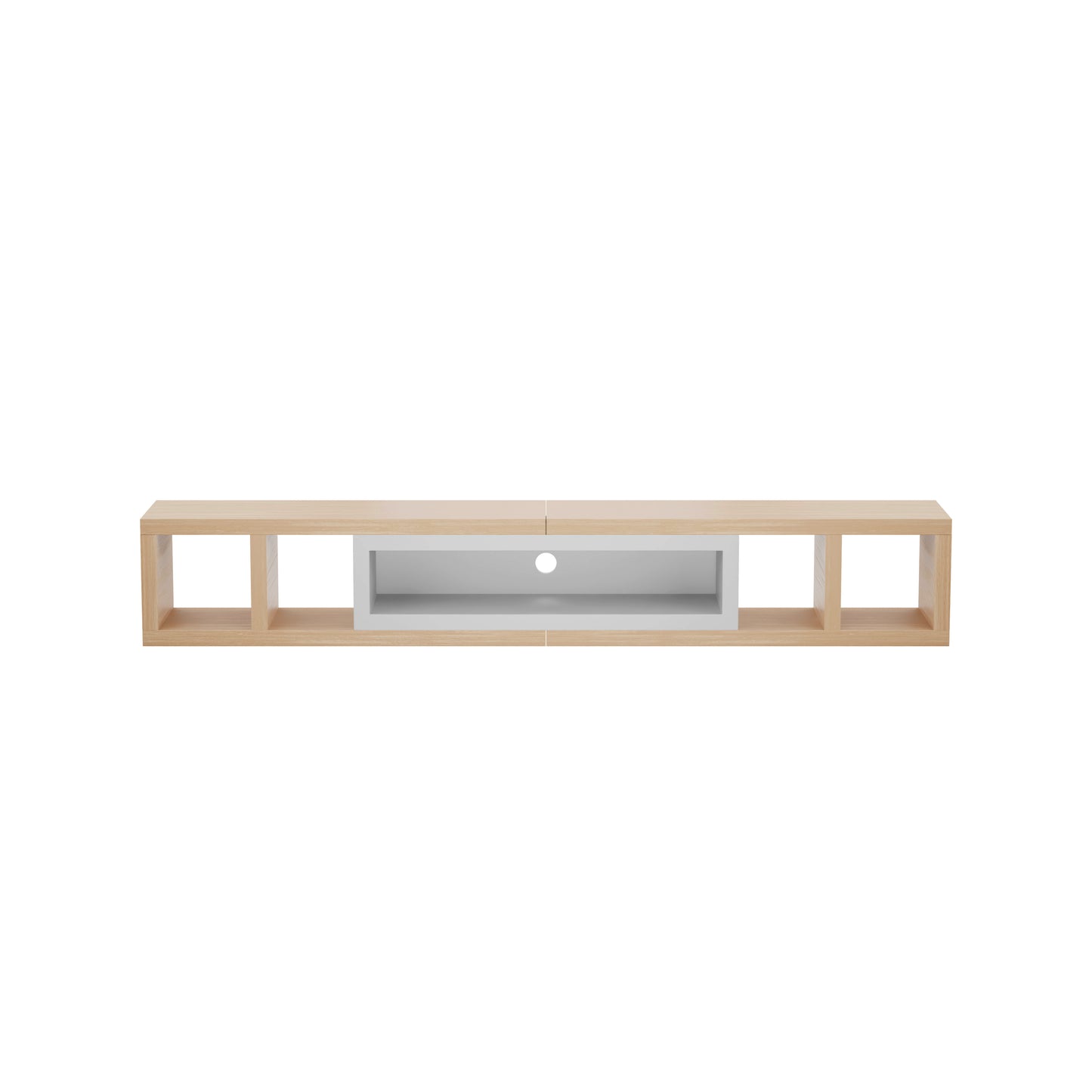 Tauris Astro Entertainment Cabinet, Extendable TV Unit, 317cm, Low Line Natural Oak White
