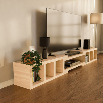 Tauris Astro Entertainment Cabinet, Extendable TV Unit, 317cm, Low Line Natural Oak