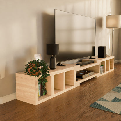 Tauris Astro Entertainment Cabinet, Extendable TV Unit, 317cm, Low Line Natural Oak