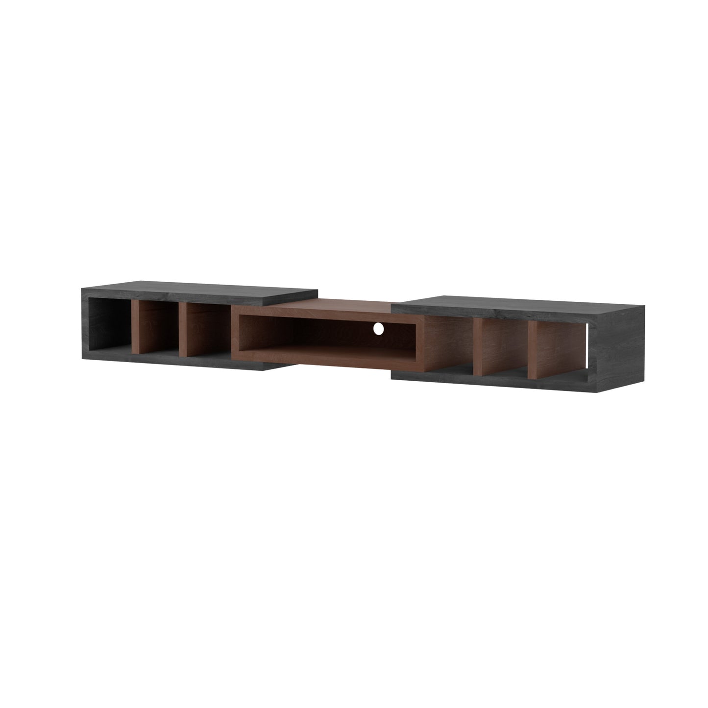 Tauris Astro Entertainment Cabinet, Extendable TV Unit, Extra Deep, 317cm, Low Line Black Oak Dark Oak