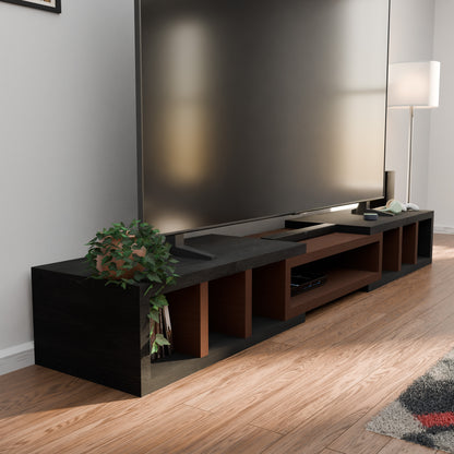 Tauris Astro Entertainment Cabinet, Extendable TV Unit, Extra Deep, 317cm, Low Line Black Oak Dark Oak
