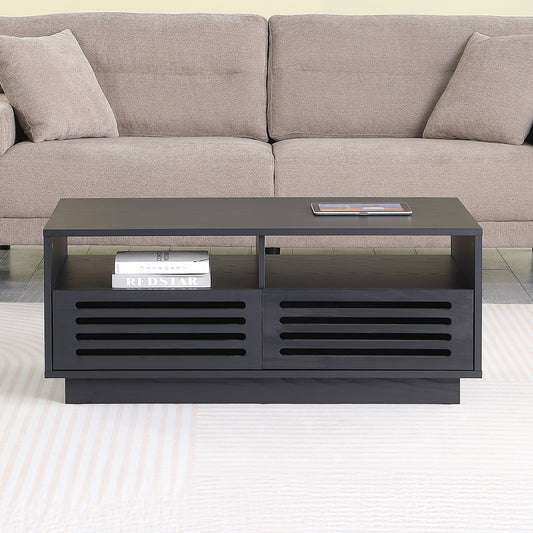 Tauris BURBANKCTBO Coffee Table – Black Oak Finish with Drawers & Shelves