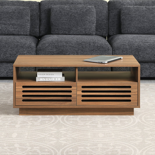 Tauris BURBANKCTWAL Coffee Table – Walnut Finish with Drawers & Shelves