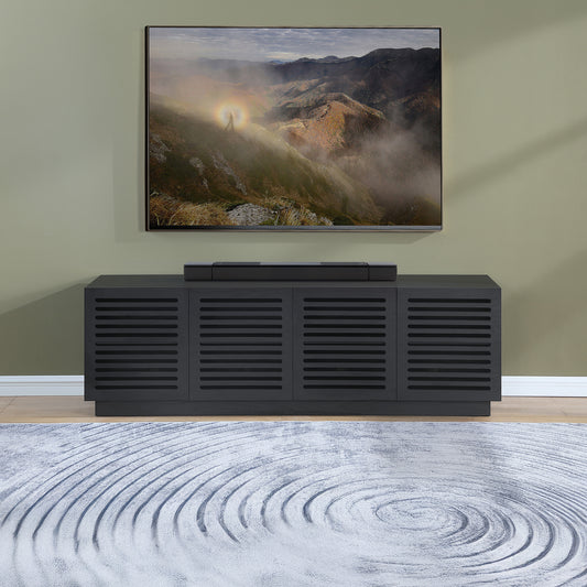 Tauris BURBANK2000BO TV Unit – 2000mm Extra Deep Black Oak Cabinet with Slotted Doors