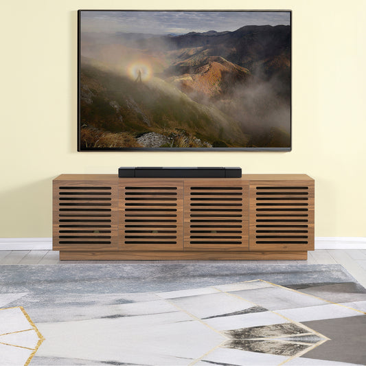 Tauris BURBANK2000WAL TV Unit – 2000mm Extra Deep Walnut Cabinet with Slotted Doors