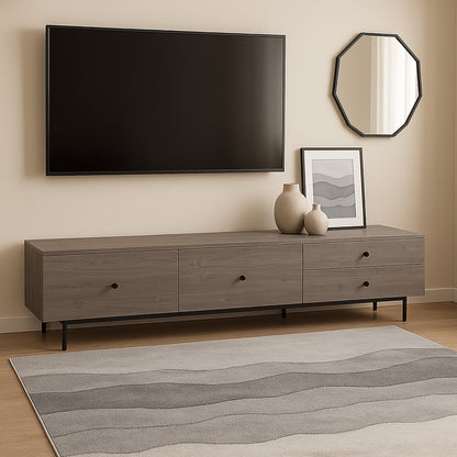 Tauris HAMBURG2000GR TV Unit – 2000mm Rustic Grey Entertainment Cabinet with Drawers