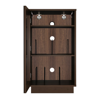 Tauris Hollywood Media Storage Cabinet, Lift Up Turntable Shelf, Vinyl Record Storage Racks, Tempered Glass, Dark Oak