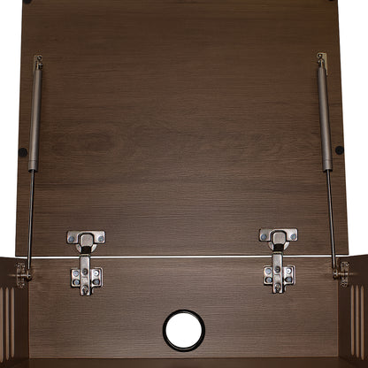 Tauris Hollywood Media Storage Cabinet, Lift Up Turntable Shelf, Vinyl Record Storage Racks, Tempered Glass, Dark Oak