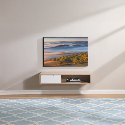 Tauris Hover Entertainment Center, TV Stand, Entertainment Unit 1200mm Wall Mount Unit Light Oak