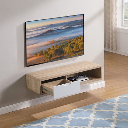 Tauris Hover Entertainment Center, TV Stand, Entertainment Unit 1200mm Wall Mount Unit Light Oak