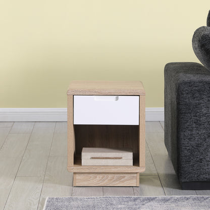 Tauris HOVERETLO Side Table – Light Oak with White Painted Drawer