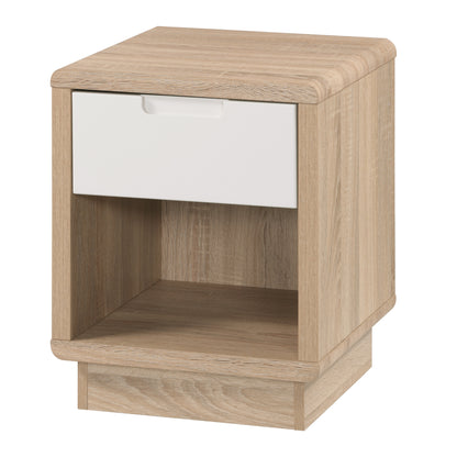 Tauris HOVERETLO Side Table – Light Oak with White Painted Drawer