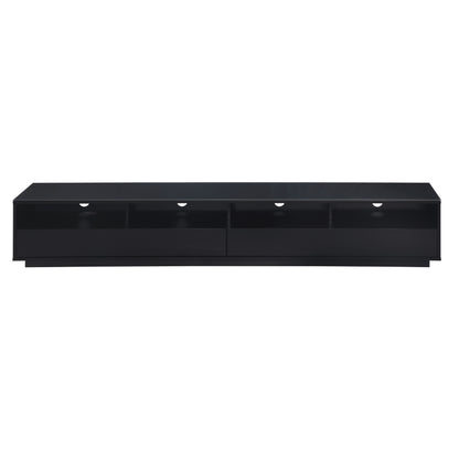 Tauris Suave Low Line TV Unit 2200mm , Sound Bar Shelf, Tempered Glass Top, Black
