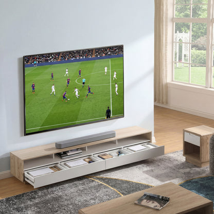 Tauris Suave Low Line TV Unit 2200mm , Sound Bar Shelf, Oak and White