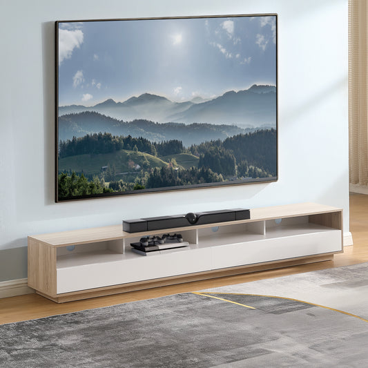Tauris Suave Low Line TV Unit 2200mm , Sound Bar Shelf, Oak and White