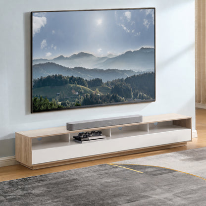 Tauris Suave Low Line TV Unit 2200mm , Sound Bar Shelf, Oak and White
