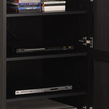 Tauris Broadway Media Storage Cabinets & Racks, Hi Fi Cabinet 1000mm Two Adjustable Shelves, Cloth Door Black Oak