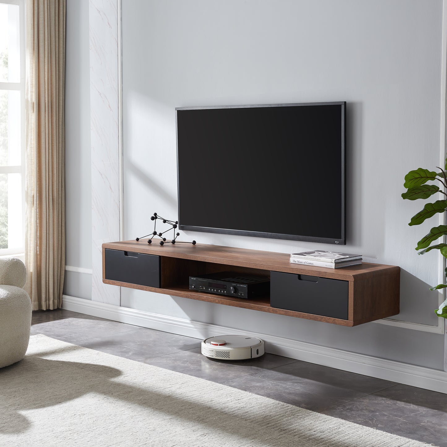 Tauris Hover Entertainment Center, TV Stand, Entertainment Unit 1800mm Wall Mount Unit Dark Oak