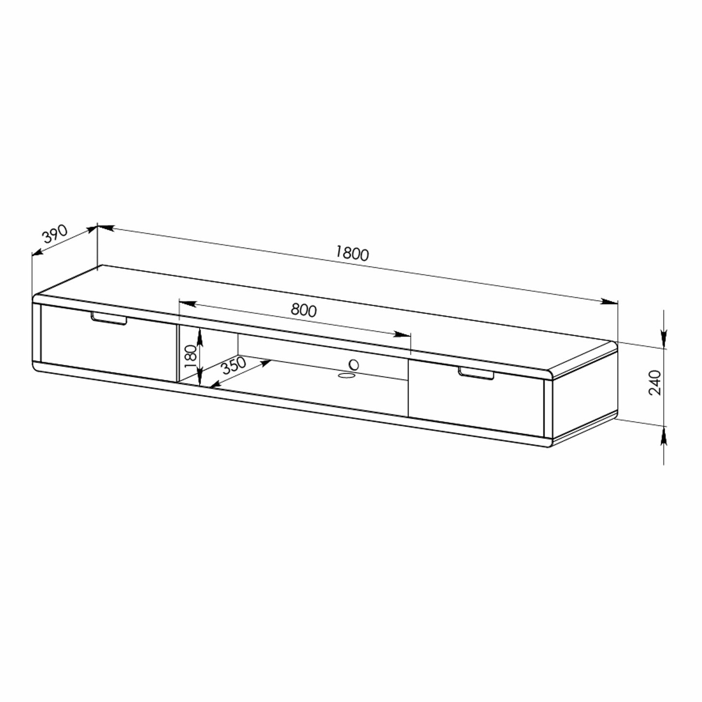 Tauris Hover Entertainment Center, TV Stand, Entertainment Unit 1800mm Wall Mount Unit Dark Oak