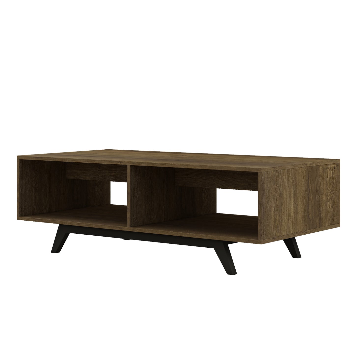Tauris Metro Coffee Tables 1200mm Two Open Shelves, Solid Rubber Wood Legs, Dark Oak