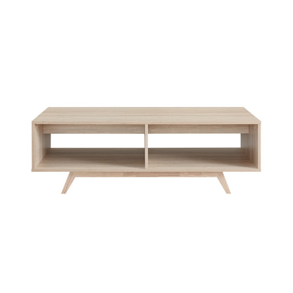 Tauris Metro Coffee Tables 1200mm Two Open Shelves, Solid Rubber Wood Legs, Oak