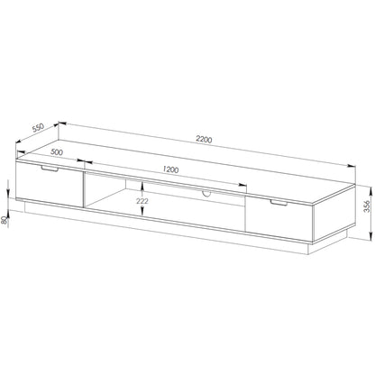 Tauris Rio Entertainment Center, TV Cabinet, Entertainment Unit 2200mm Low Line, Dark Oak Line Dimensions