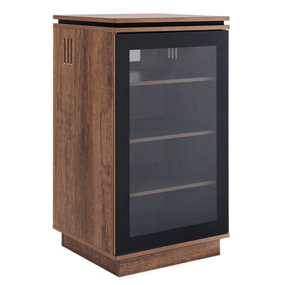 Tauris Titan Media Storage Cabinets & Racks, Hi Fi Cabinet 1000mm Two Adjustable Shelves, Glass Door Tempered Glass, Dark Oak