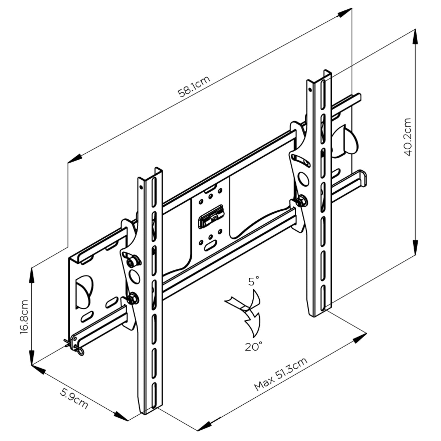 Tauris TV & Monitor Mounts Tilt Wall Mount Bracket 500x400 VESA MOUNT 60kg Max Weight Capacity Black