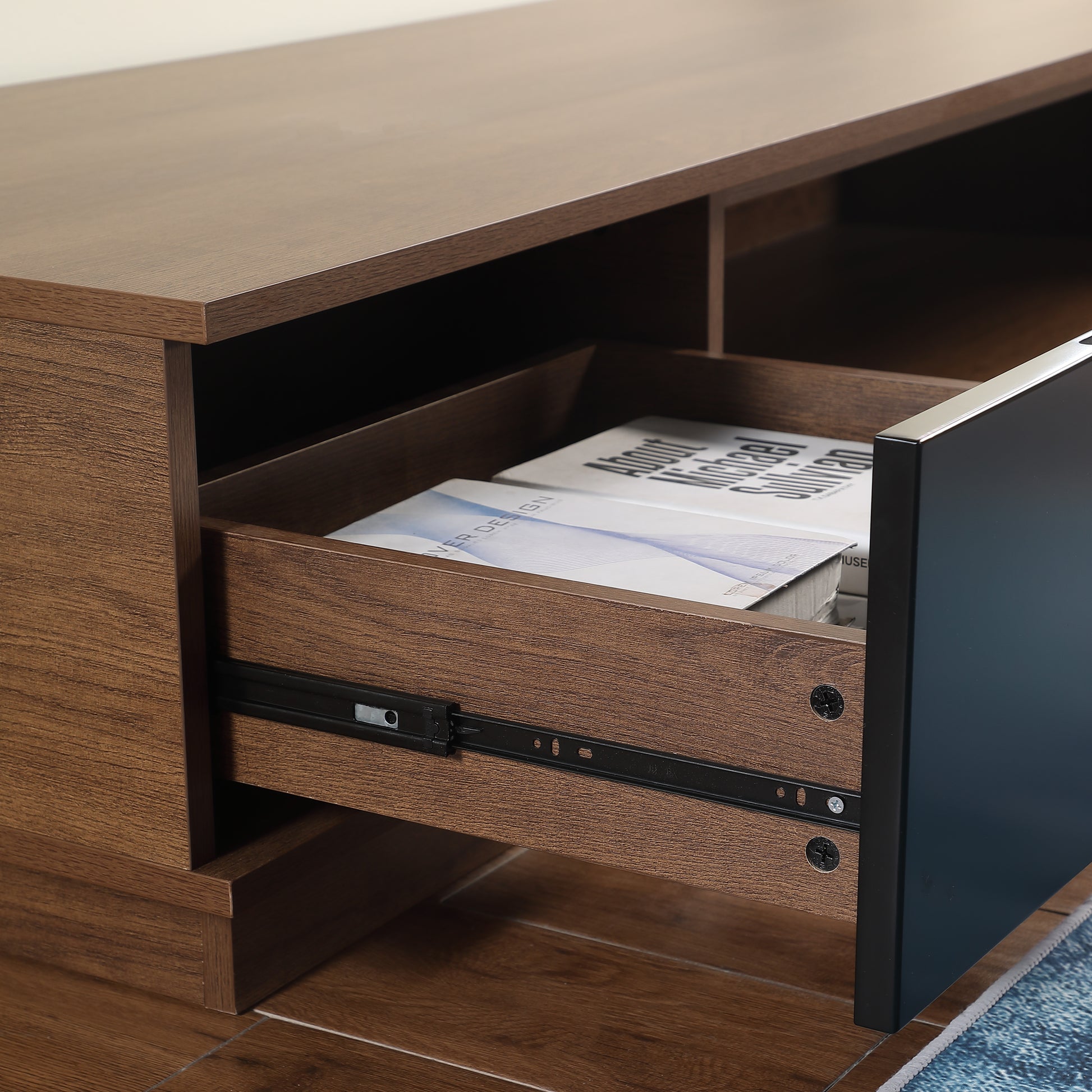 Tauris Rio Entertainment Center, TV Cabinet, Entertainment Unit 2200mm Low Line, Dark Oak Detail