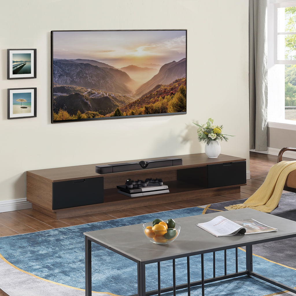 Tauris Rio Entertainment Center, TV Cabinet, Entertainment Unit 2200mm Low Line, Dark Oak