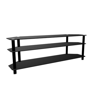 Tauris ACE Entertainment Center, TV Stand, Entertainment Unit 1500mm Tempered Glass and Steel Unit Black