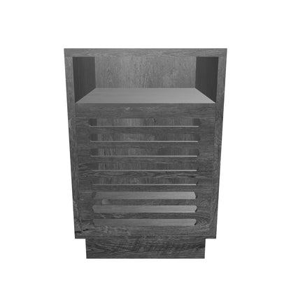 Tauris BURBANKETBO Side Table – Black Oak Finish with Slotted Door & Storage Shelves
