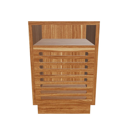 Tauris BURBANKETWAL Side Table – Walnut Finish with Slotted Door & Storage Shelves