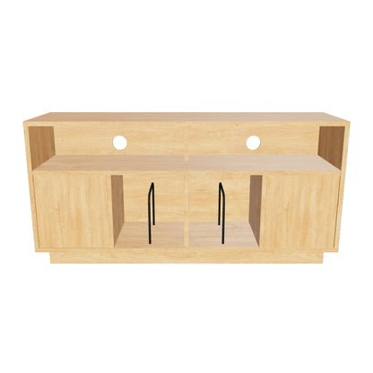 Tauris EDISON Media Stand 1400mm – Vinyl Record & Component Storage with Cupboards | Red Oak Finish