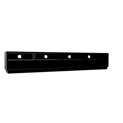 Tauris Suave Low Line TV Unit 2200mm , Sound Bar Shelf, Tempered Glass Top, Black
