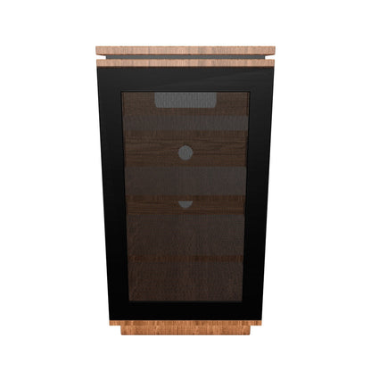 Tauris Titan Media Storage Cabinet, Hi Fi Cabinet, Tempered Glass Door, Dark Oak