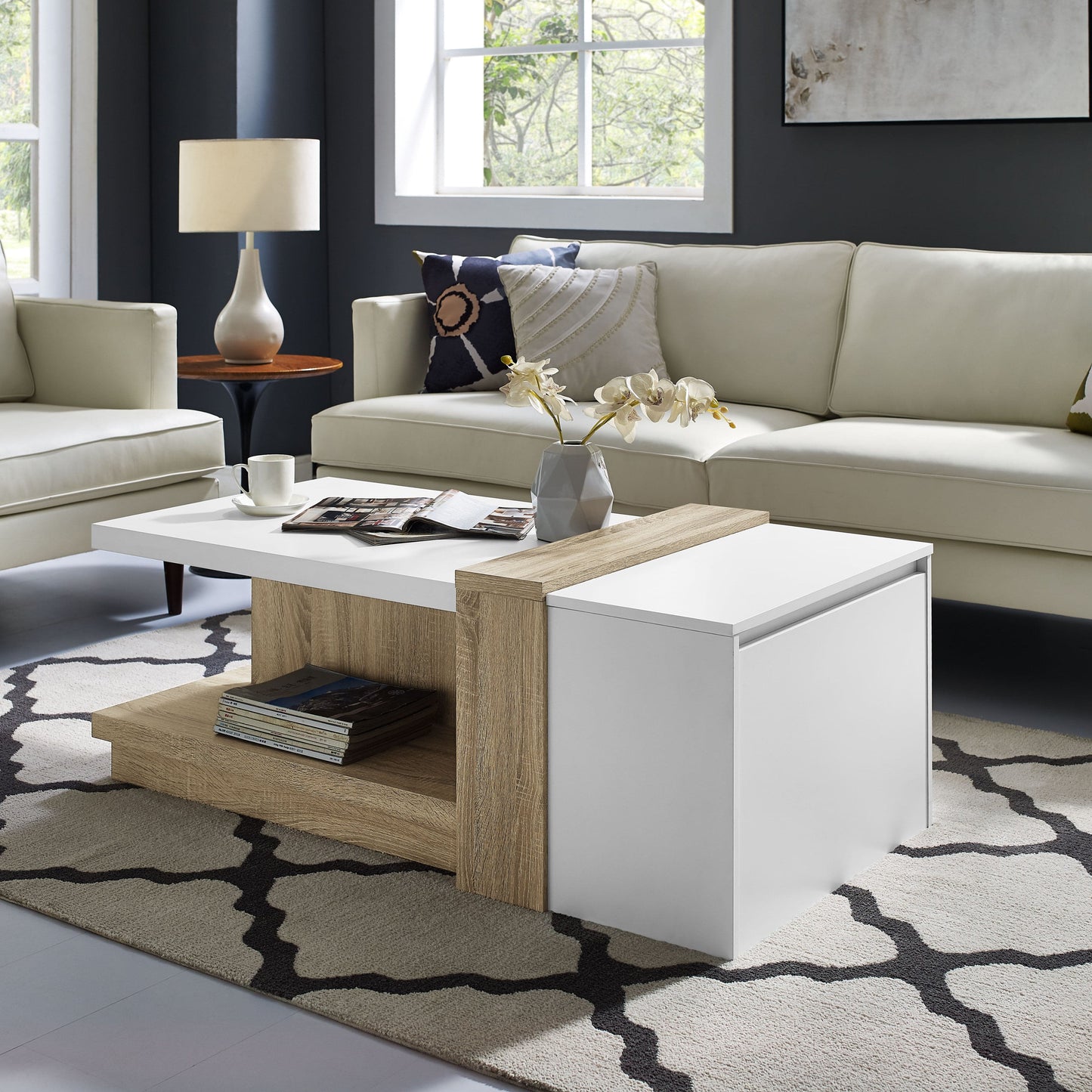 Duet Coffee Table Oak and White Home Living Store